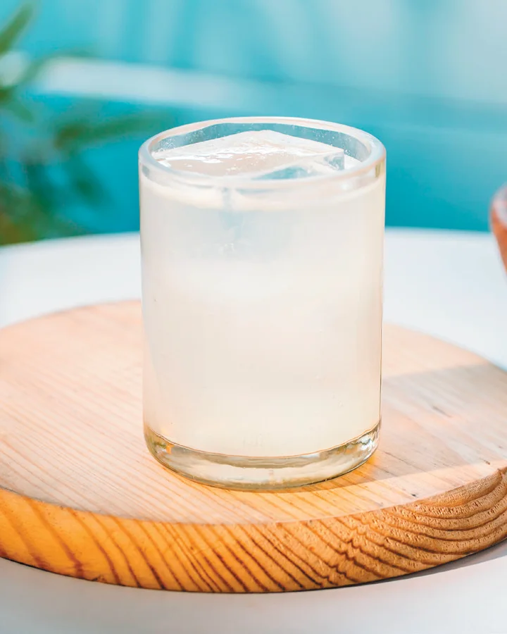 Tommy's Margarita with De Nada Blanco served over ice in a rocks glass